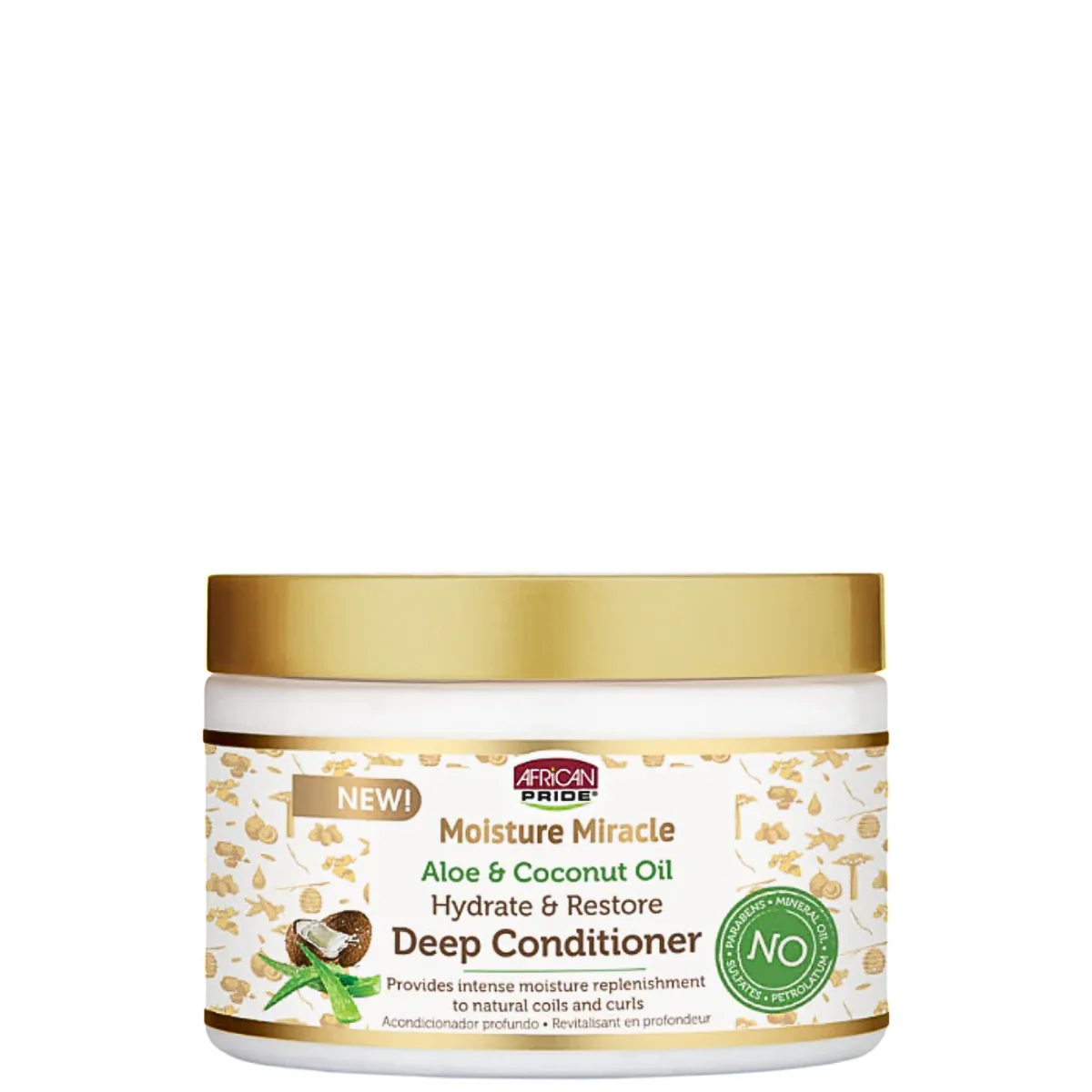 African Pride Moisture Miracle Aloe and Coconut Oil Hydrate & Restore Deep Conditioner 12oz