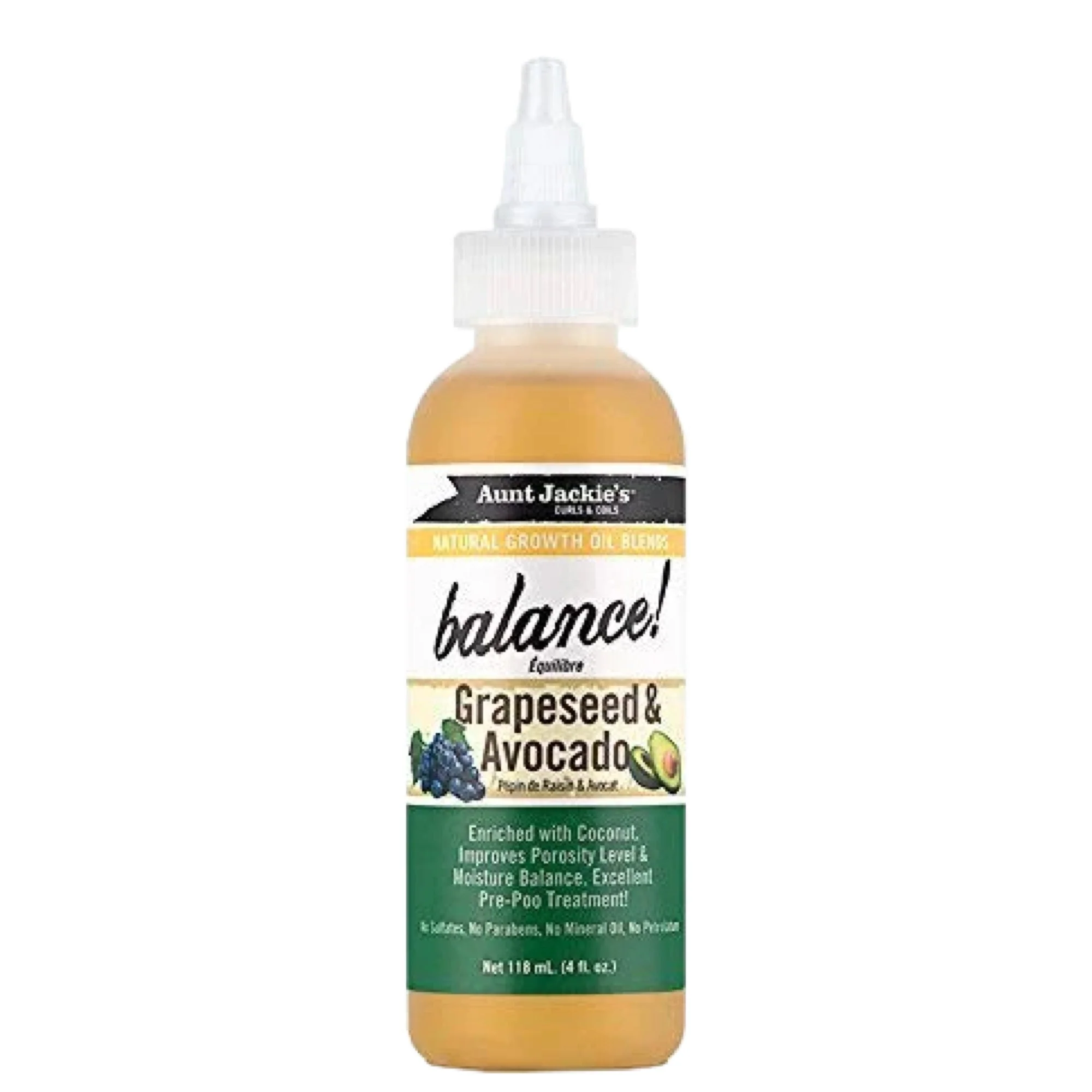 Aunt Jackie's Growth Oil Balance Grapeseed & Avocado 4oz