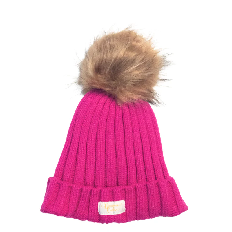 Dreamee Curls Satin Lined Hat With Removable Pom Pom Pink