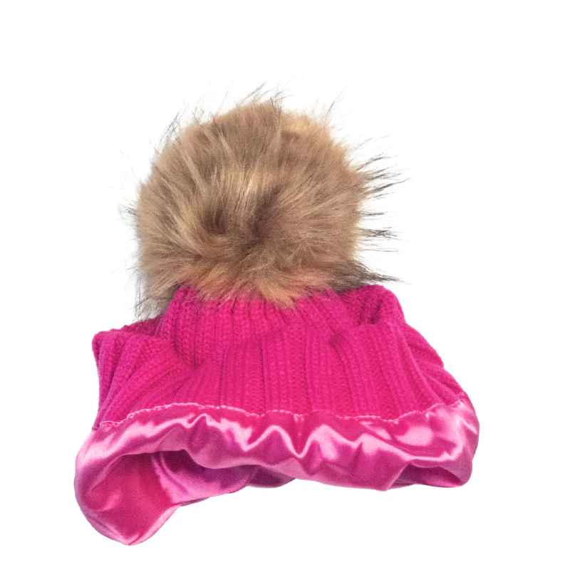 Dreamee Curls Satin Lined Hat With Removable Pom Pom Pink - Image 2