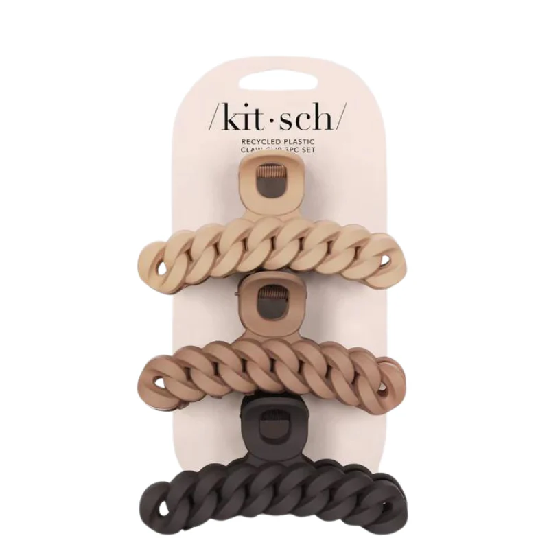 Kitsch Eco-Friendly Chain Claw Clip 3pc - Neutral