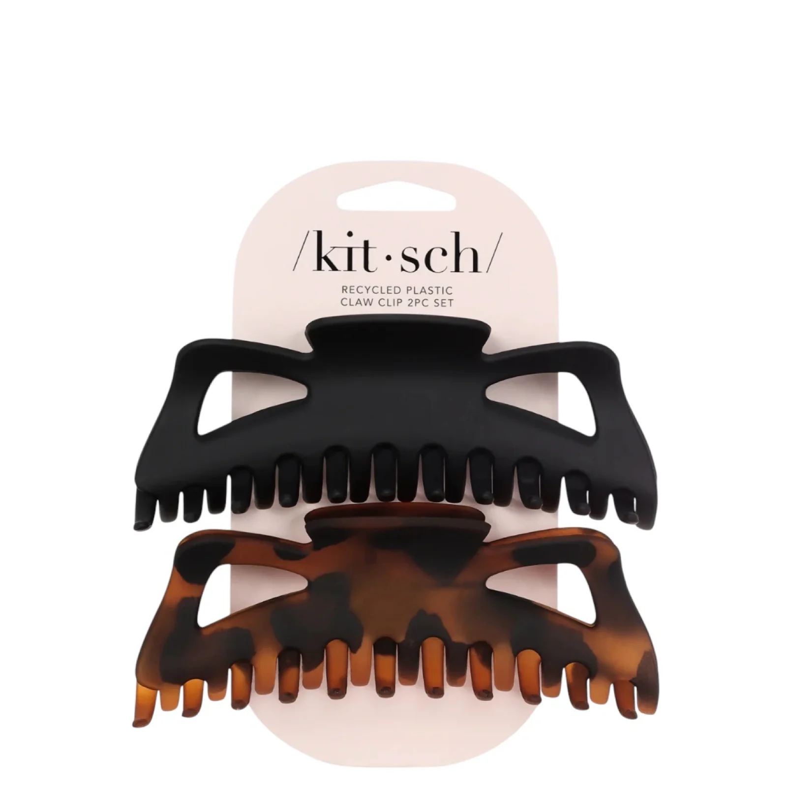 Kitsch Jumbo Classic Claw Clips 2pc - Recycled Plastic Black and Tort
