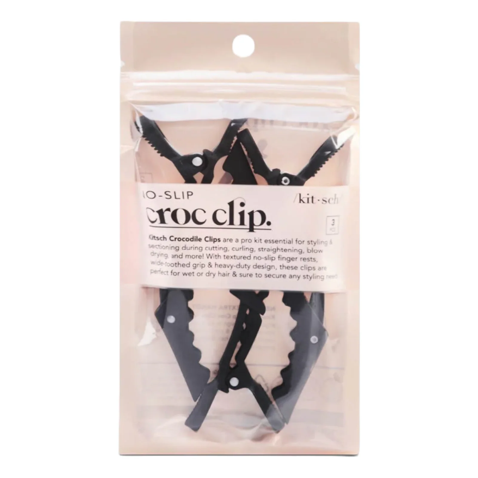 Kitsch No Slip Crocodile Clip 3pc - Black