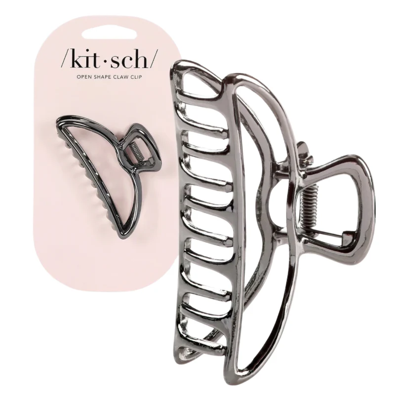 Kitsch Open Shape Claw Clip - Hematite - Image 2
