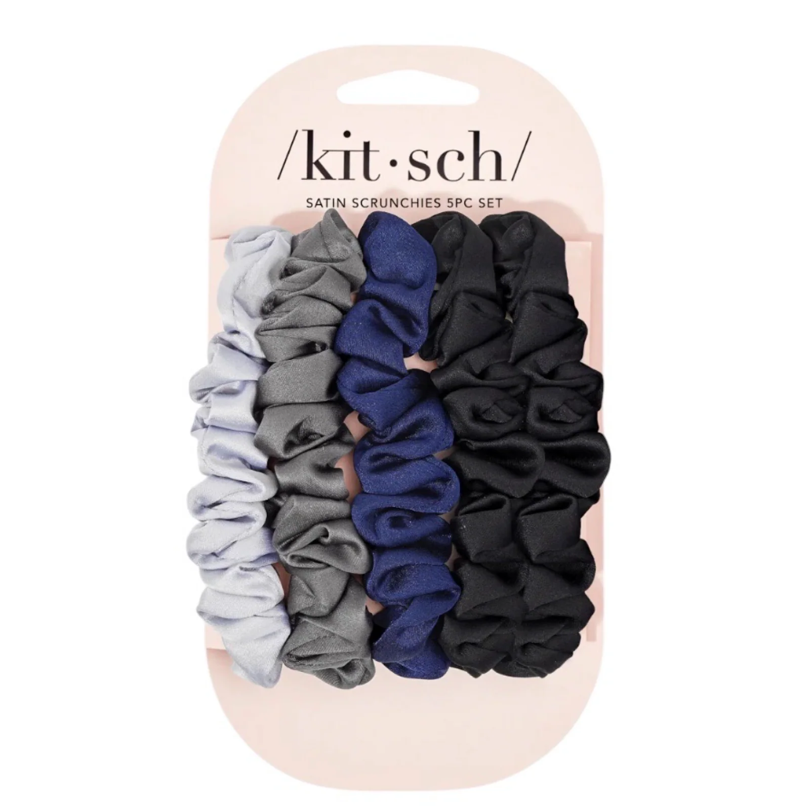 Kitsch Satin Petite Scrunchies 5pc Set - Midnight