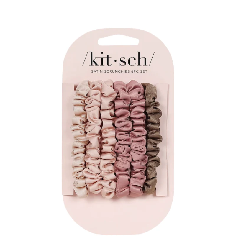 Kitsch Ultra Petite Satin Scrunchies - Terracotta 6pc