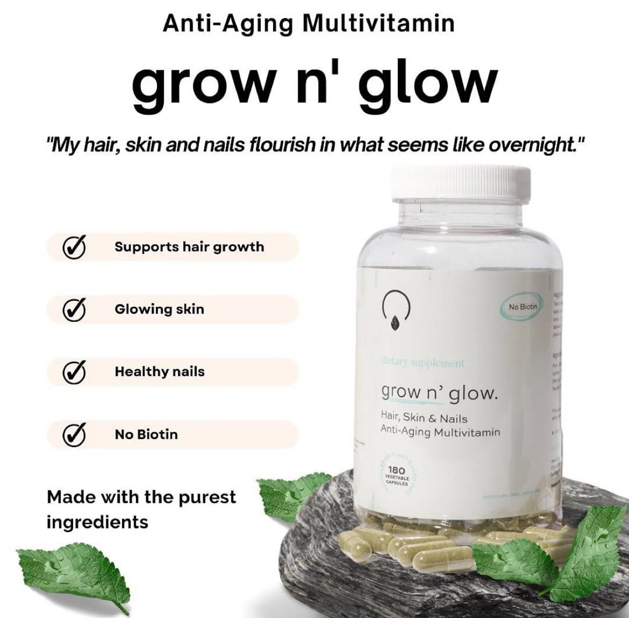 OrganiGrowHairCo Grow N Glow Hair Skin Anti Aging Multivitamin - Image 2