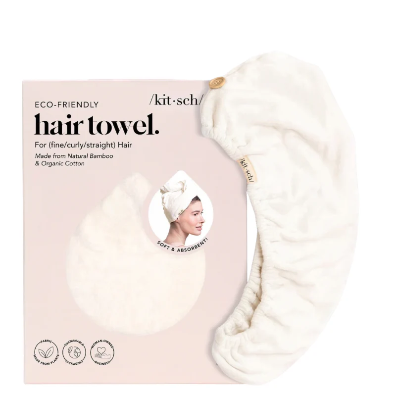 Kitsch Quick Dry Hair Towel Turban - Ivory - Image 2